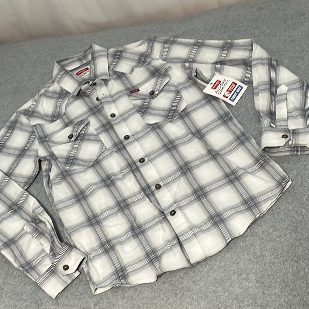 Wrangler Plaid Button Shirt Mens Small Slim Western Cowboy Longsleeve Rodeo